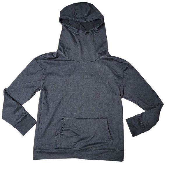 Crane long neck slouch black pullover hoodie with front pocket size Large - Picture 1 of 4